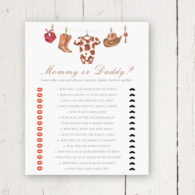 Baby-shower cow-boy - jeu maman ou papa (Créateur téléchargé)
