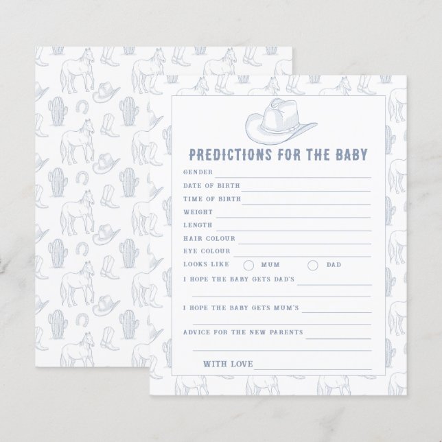 Baby shower cow-boy - prédictions et conseils pour (Devant / Derrière)