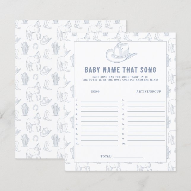Baby Shower Cowboy - Donner un nom à cette chanson (Devant / Derrière)
