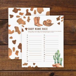 Baby shower cowboy - Jeu de pari sur le nom de béb