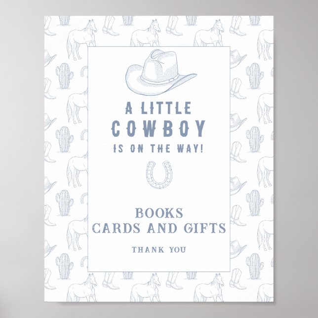 baby shower cowboy - livres cartes et affiche de c (Devant)