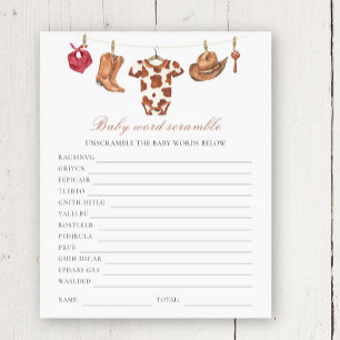 Baby shower cowboy - Mots mêlés pour bébé