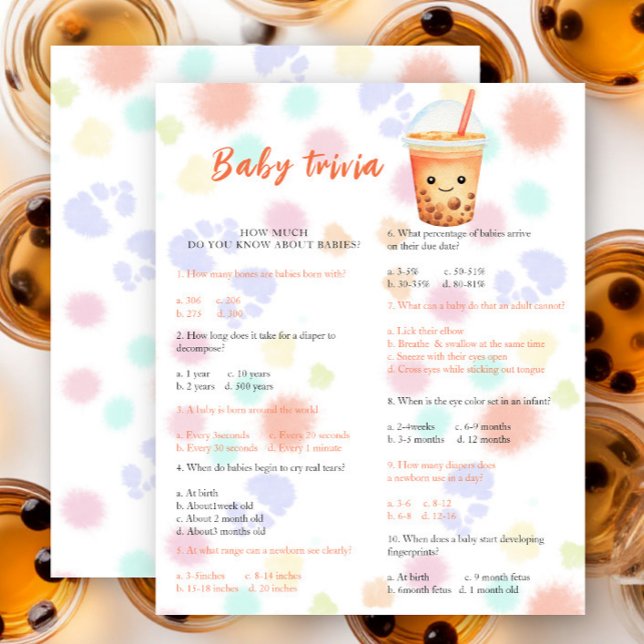Baby shower Cu-tea - Jeu de trivia pour bébé (Créateur téléchargé)