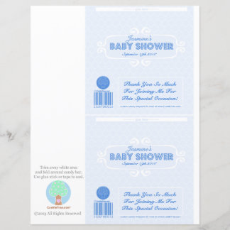 Baby shower Custom Candy Bar Wrappers Bleu