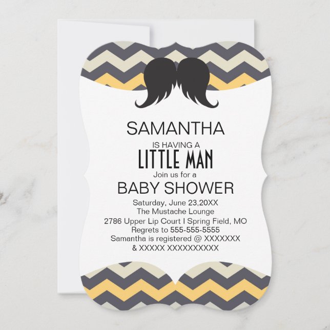 Baby shower Cute Mustache Boys Invitation personna (Devant)