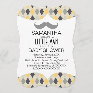 Baby shower Cute Mustache Boys Invitation personna