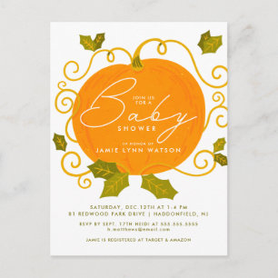 Baby shower Cute Petite Invitation Citrouille