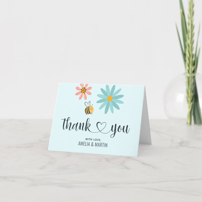 Baby shower d'abeille plié Merci Cartes (Devant)
