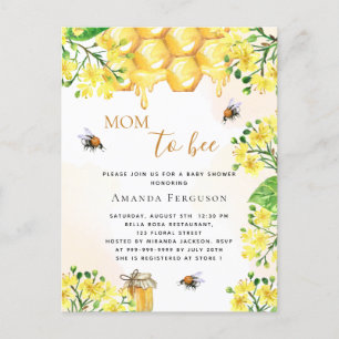 Baby shower d'abeilles fleurs jaunes invitation mi