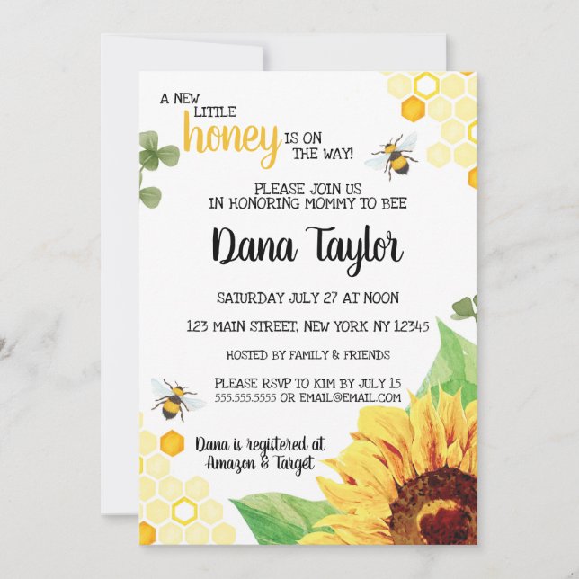 Baby shower d'abeilles Invitation - Mommy to Bee I (Devant)
