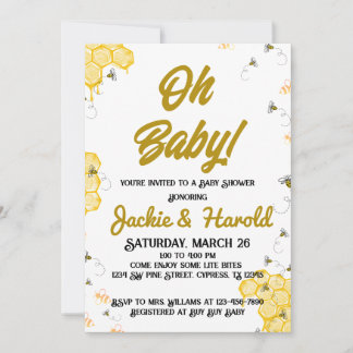 Baby shower d'abeilles miel 5x7 Invitation
