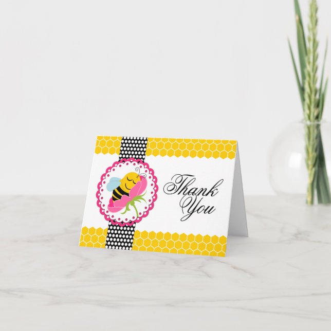 Baby shower d'abeilles Whimsical Merci rose (Devant)