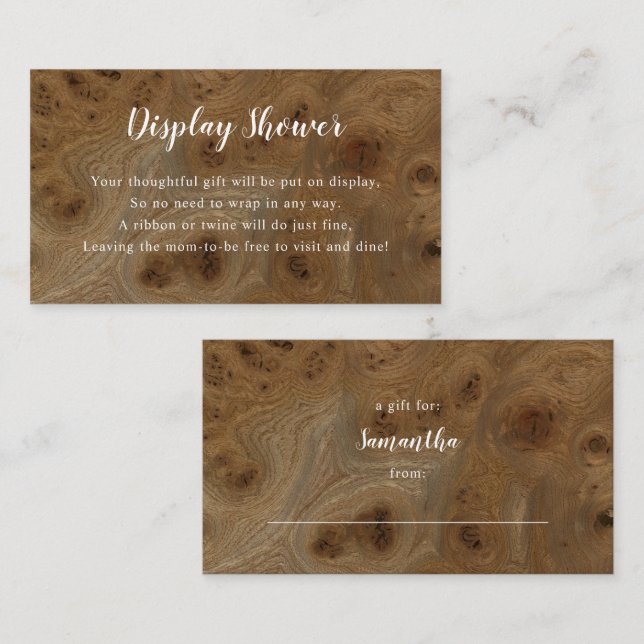 Baby shower d'affichage en bois noué carte + étiqu (Devant / Derrière)