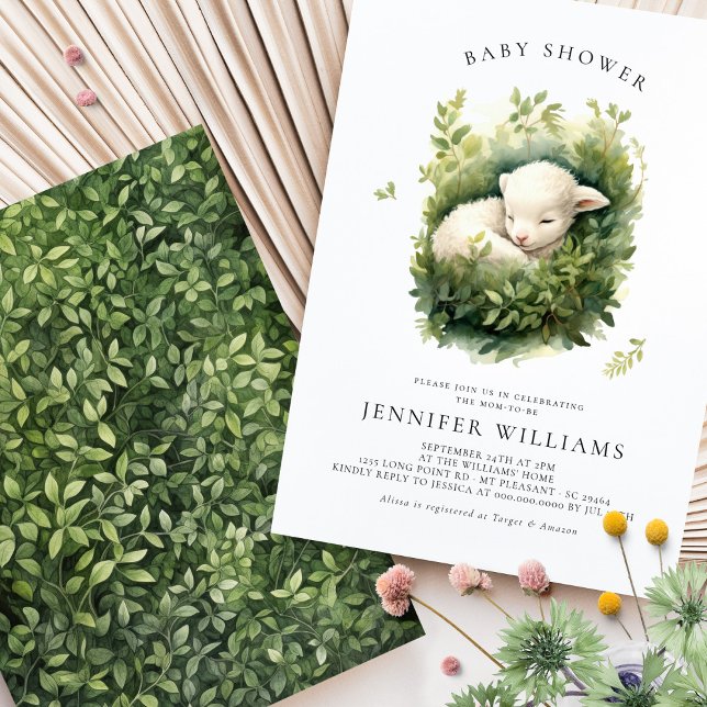 Baby shower d'agneau Invitations neutres selon le  (Créateur téléchargé)
