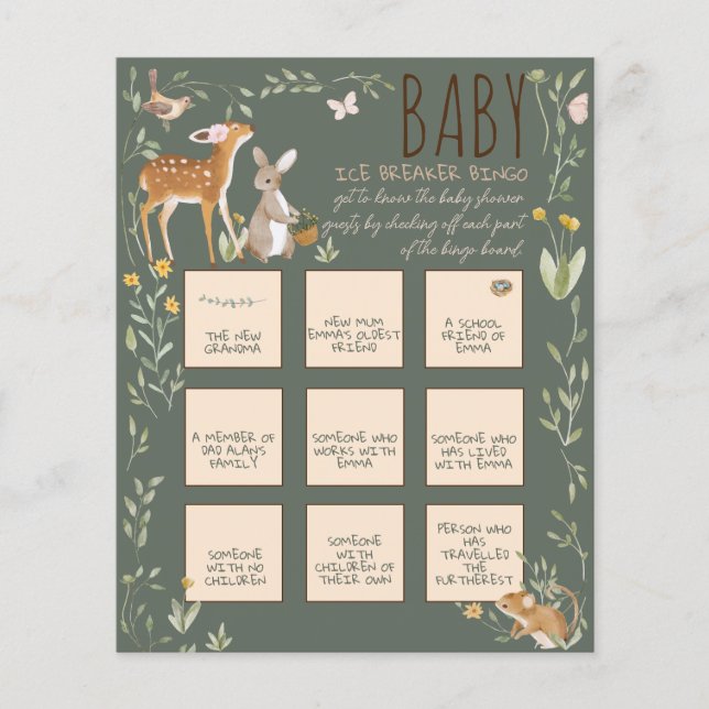 Baby shower d'amis de la forêt (Devant)