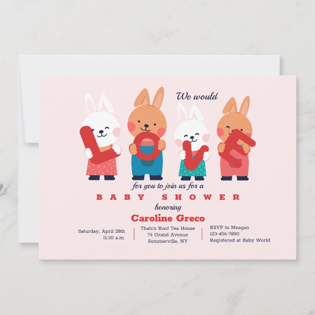 Baby shower d'amour Invitation (Devant)