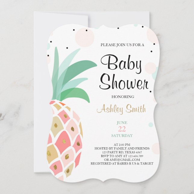 Baby shower d'ananas invitation Mariage tropicale (Devant)