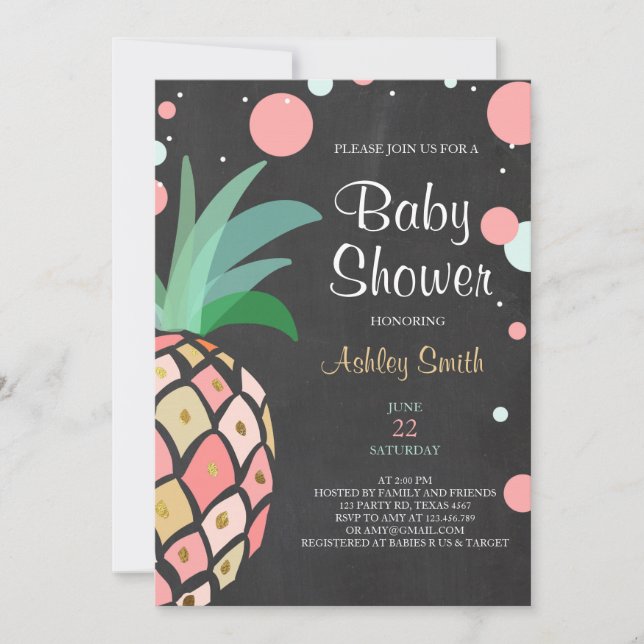 Baby shower d'ananas invitation Mariage tropicale (Devant)