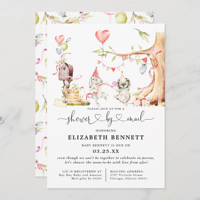 Baby shower d'animaux de bois de printemps par cou (Devant / Derrière)