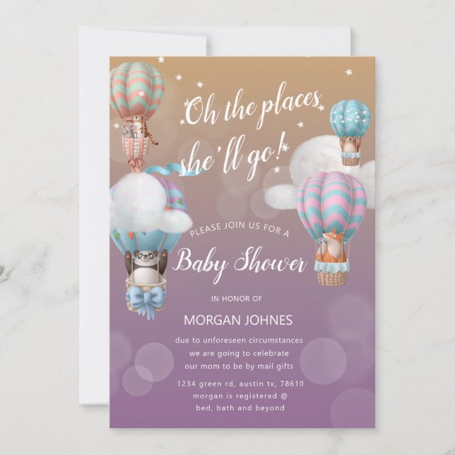 baby shower d'animaux en ballon d'avion par courri (Devant)