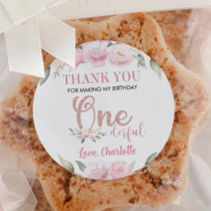 Baby shower d'anniversaire rose Floral Étiquette