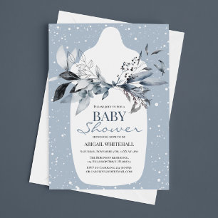 Baby shower d'aquarelle bleu d'hiver Invitation