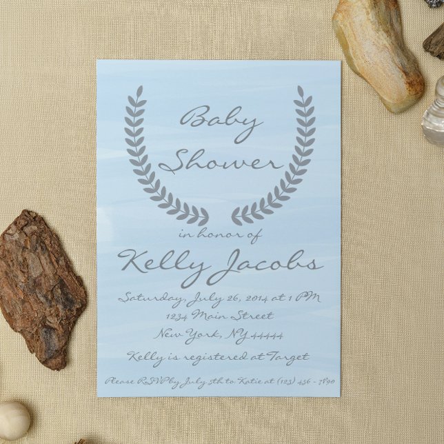Baby shower d'aquarelle bleue Invitation (Créateur téléchargé)