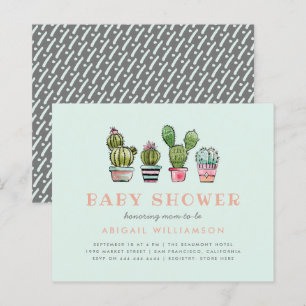 Baby shower d'aquarelle budgétaire Succulent Cactu