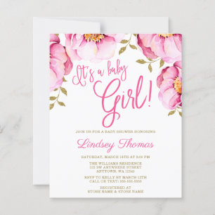 Baby shower d'aquarelle couleur or rose budget