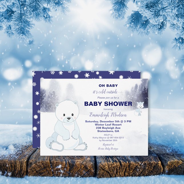 Baby shower d'aquarelle de l'ours polaire (Créateur téléchargé)