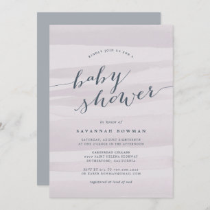Baby shower d'aquarelle gris Lilac Invitation