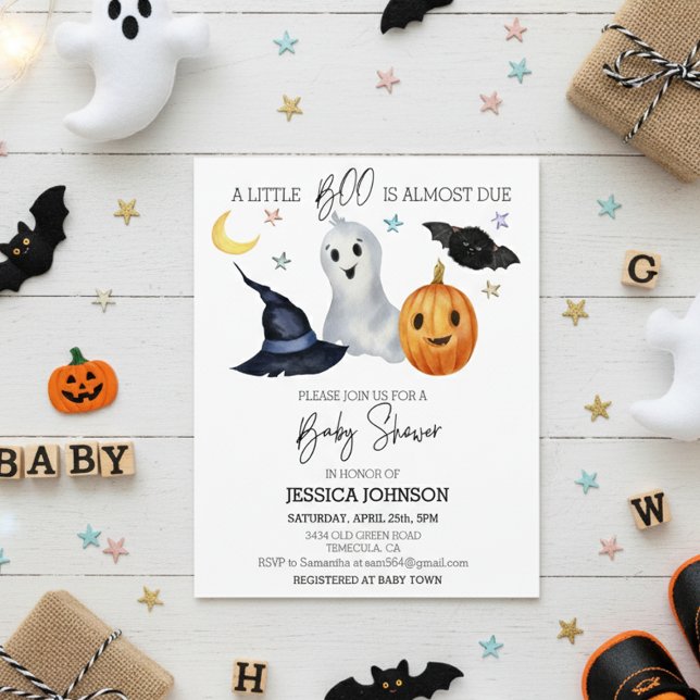 Baby shower d'aquarelle Halloween Little Boo (Créateur téléchargé)