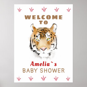 Baby shower d'aquarelle pour bébé tigre Affiche de