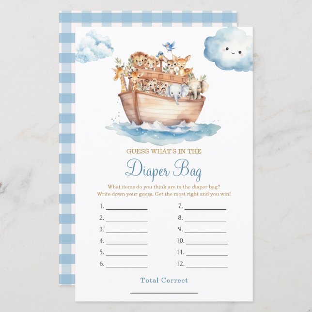 Baby shower d'arche du garçon Noah Qu'y a-t-il dan (Devant / Derrière)