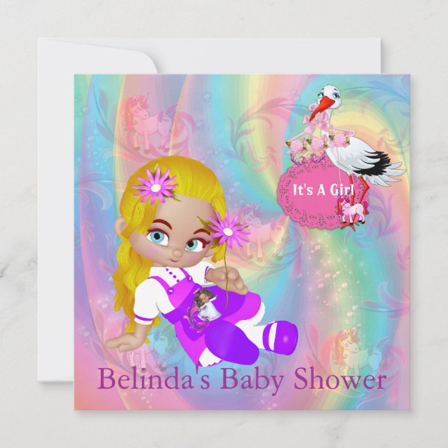 Baby shower d'arcs-en-ciel colorés Invitation (Devant)