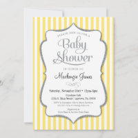 Baby shower d'argent jaune Invitation gris neutre