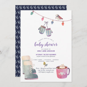 Baby shower d'art folklorique d'hiver Invitation b