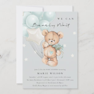 Baby shower d'attente Blancs bleu gris Invitation
