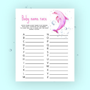 Baby shower dauphin rose - Jeu de pari sur le nom