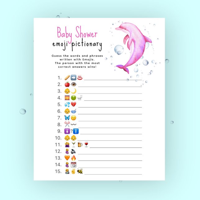 Baby shower dauphin rose - Jeu d'image Emoji  (Créateur téléchargé)