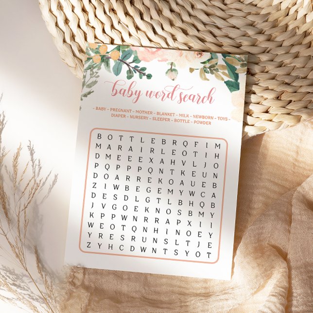 Baby shower d'automne Baby Word Recherche Carte de (Créateur téléchargé)