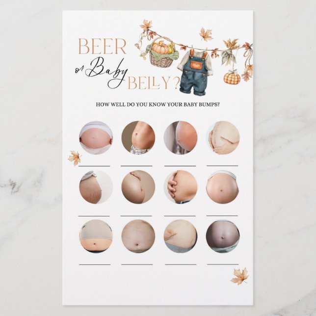 Baby shower d'automne citrouille Bière ou Beely Je (Devant)
