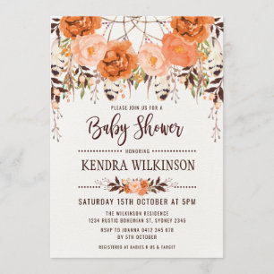 Baby shower d'automne de Boho Floral Invitation Ru