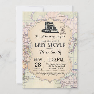 Baby shower d'aventure Invitation Carte Travel Wor