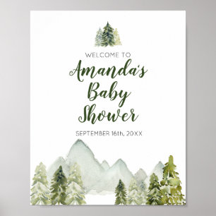Baby shower d'aventure Pine Tree Affiche de bienve