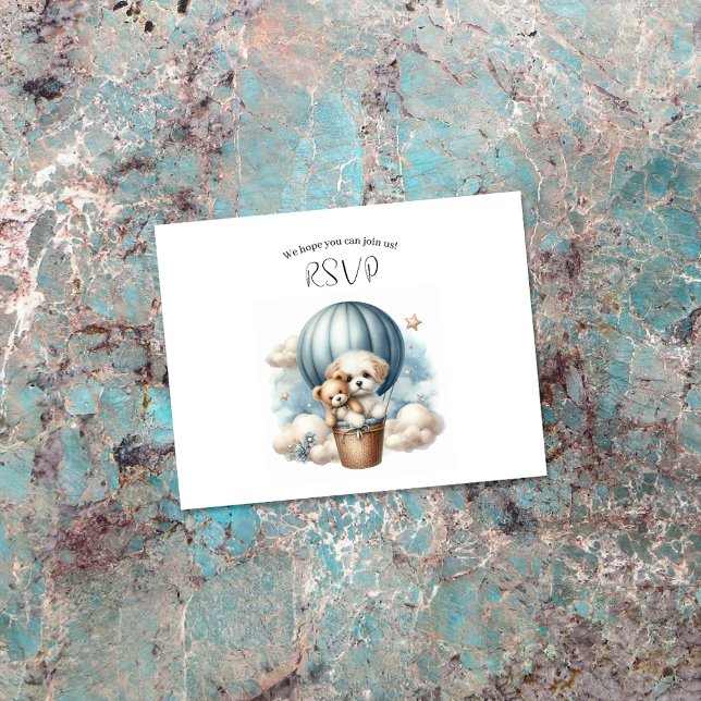 Baby shower d'aventure Puppy Hot Air Balloon RSVP (Créateur téléchargé)