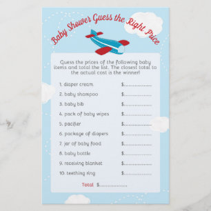 Baby shower d'avion devinez juste prix