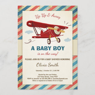 Baby shower d'avion Invitation Voyage Aventure