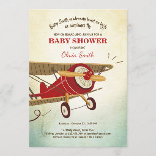 Baby shower d'avion Invitation Voyage Aventure