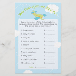 Baby shower d'avion Retro Devis au juste prix jeu
